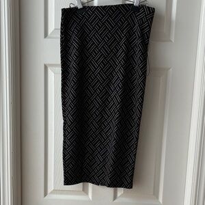 Zara Black Pencil Skirt with White Geometric Pattern